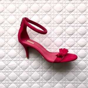 Fuchsia Pink SHUTZ Suede Summer Sandal Heel 8 NEW